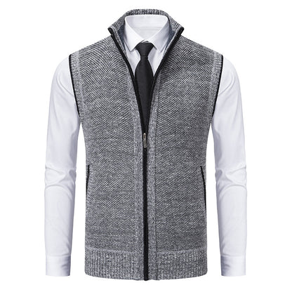 HarborLayer Knit Vest – Classic Stand Collar Warmth - The Dock Drop