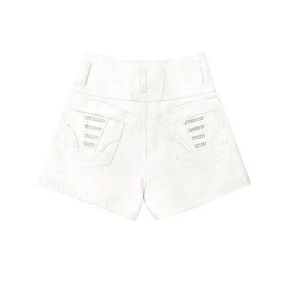 Seabreeze High-Rise Shorts – Button-Front White Denim - The Dock Drop