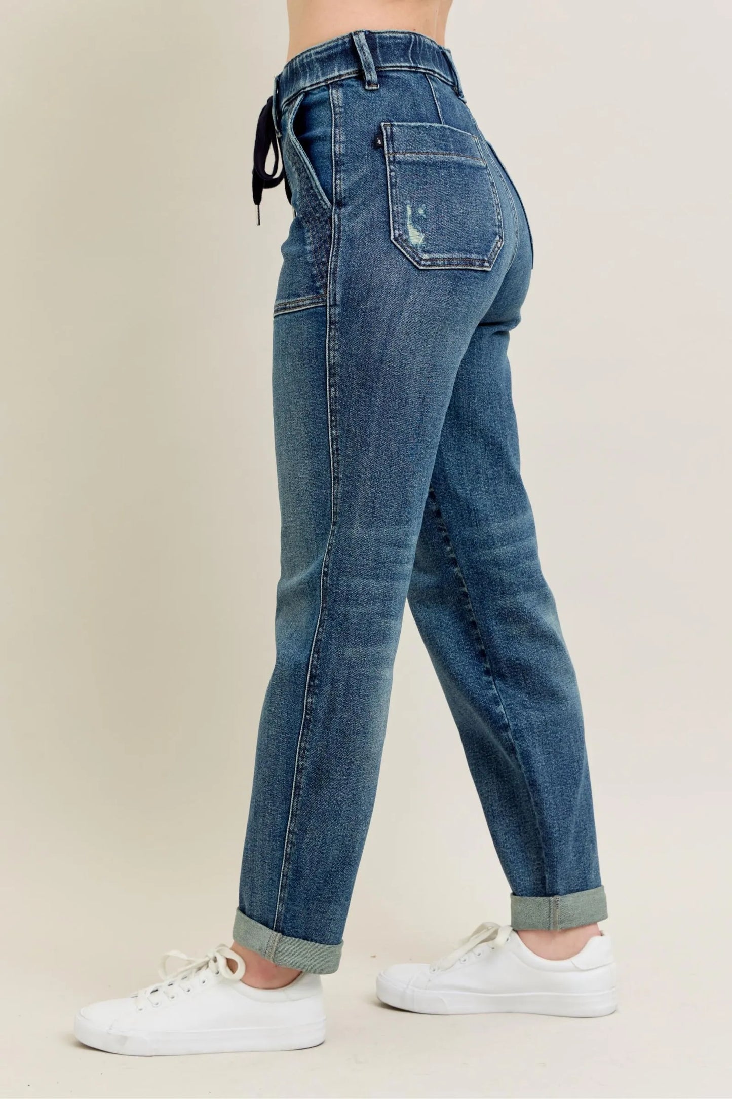 Judy Blue Vintage Wash Jeans W/ Drawstring – Dark – 3/26