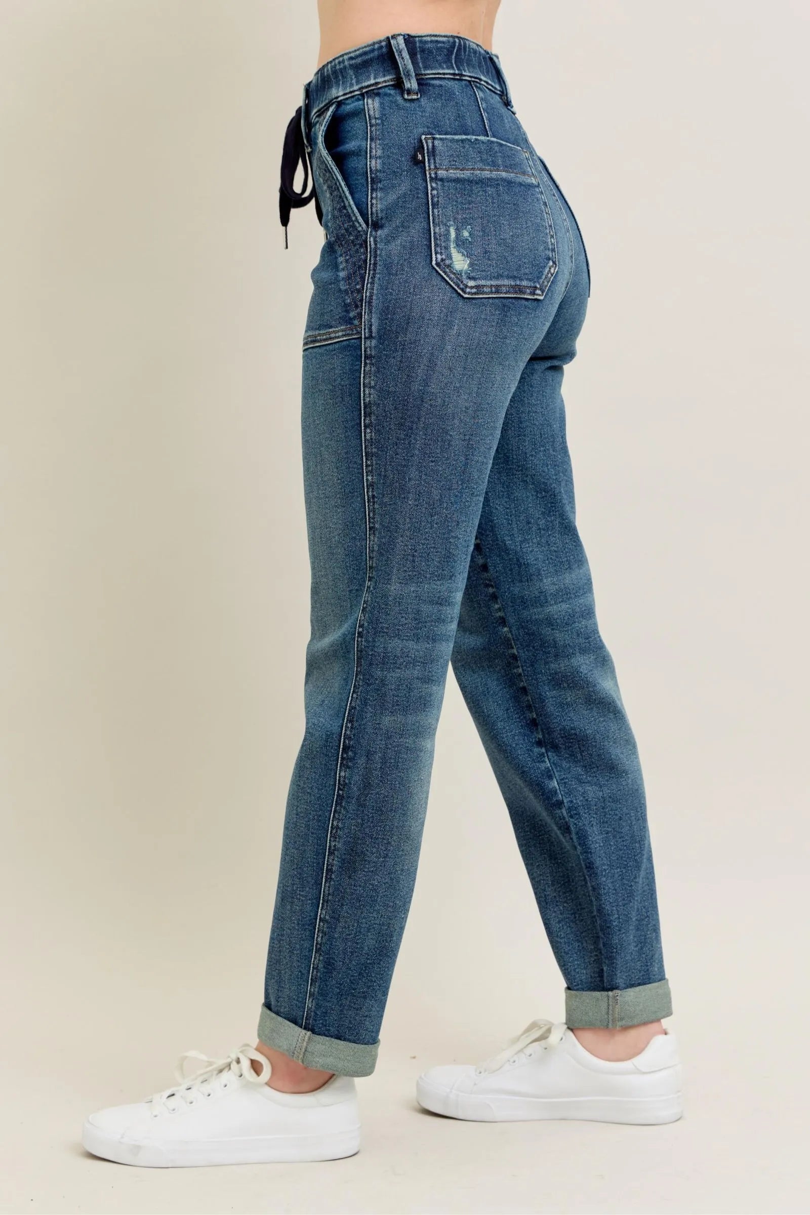 Judy Blue Vintage Wash Jeans W/ Drawstring – Dark – 3/26