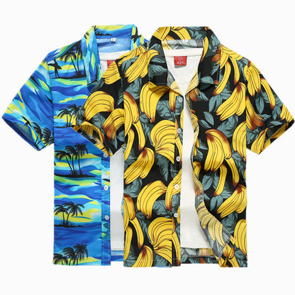 Teens Tropical Wave Hawaiian Button-Up – Resort Short Sleeve (S–4XL) - The Dock Drop