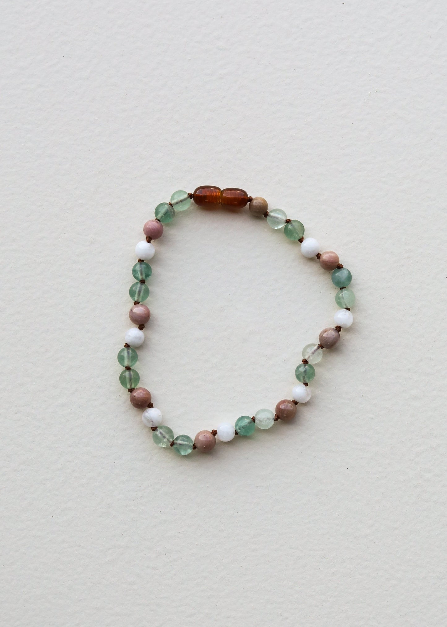 Fluorite + Moonstone + Rhodonite || Natural Gemstone Anklet or Bracelet - The Dock Drop