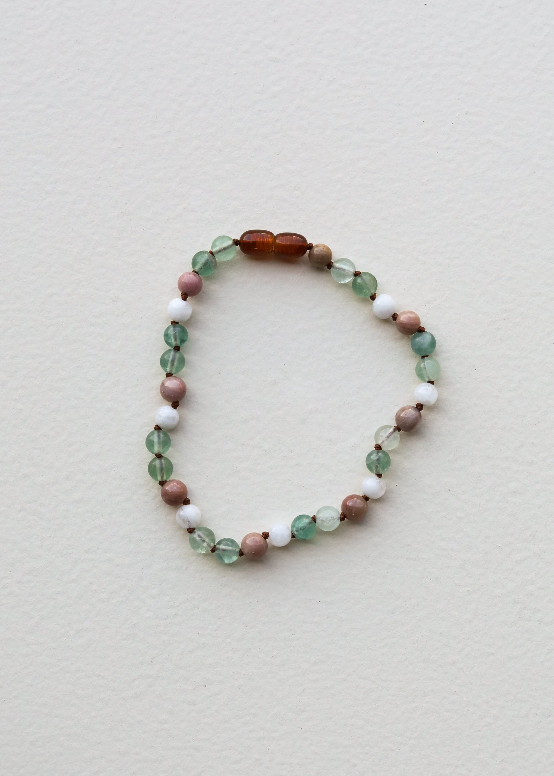 Fluorite + Moonstone + Rhodonite || Natural Gemstone Anklet or Bracelet - The Dock Drop