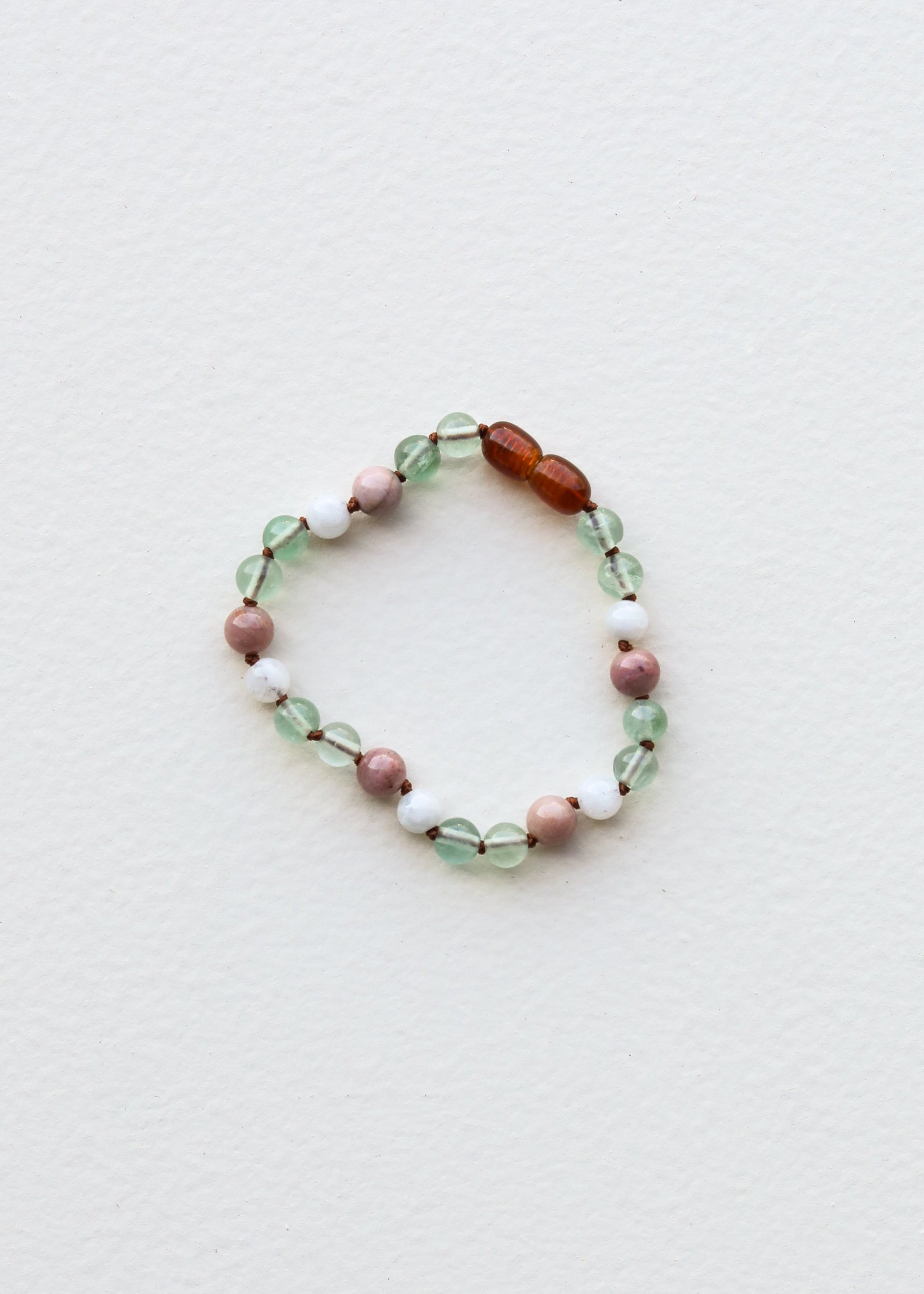 Fluorite + Moonstone + Rhodonite || Natural Gemstone Anklet or Bracelet - The Dock Drop