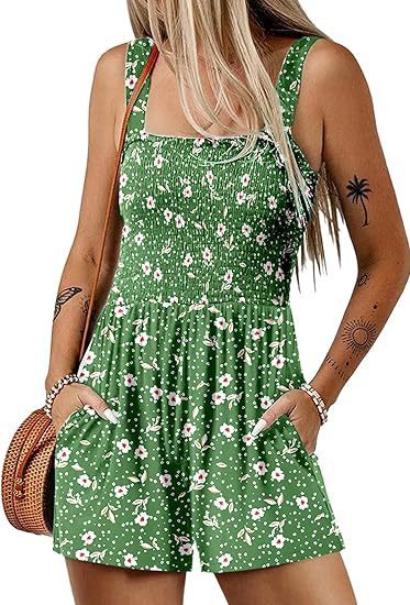 ShoreBloom Floral Romper – Sleeveless, Pockets, Beach-Ready - The Dock Drop