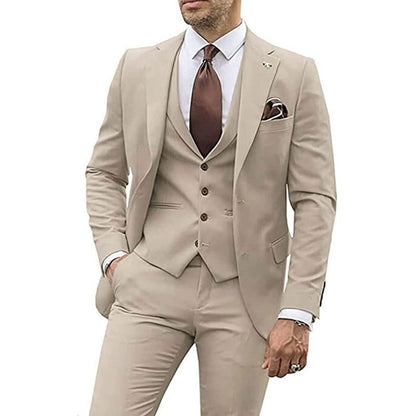 Men’s Three-Piece Slim Fit Formal Suit – Blazer, Vest & Trousers