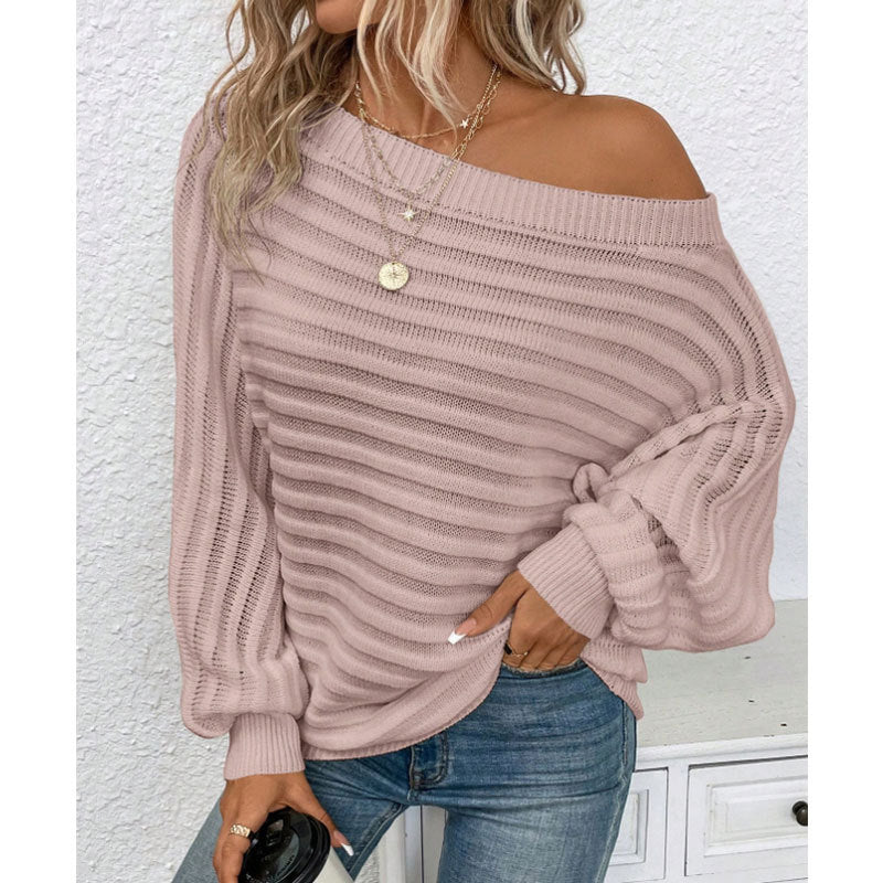 Harbor Breeze Sweater – Off-Shoulder Knit Pullover - The Dock Drop