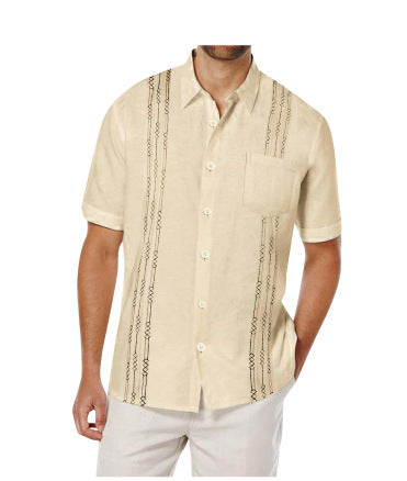 Men’s & Teens Striped Short-Sleeve Shirt – Lightweight & Travel-Ready - The Dock Drop