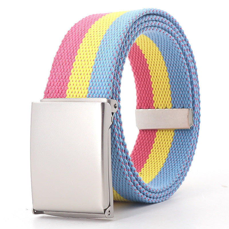 Teen Casual Canvas Belt – Adjustable, Striped Design