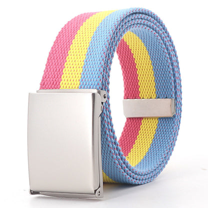 Teen Casual Canvas Belt – Adjustable, Striped Design