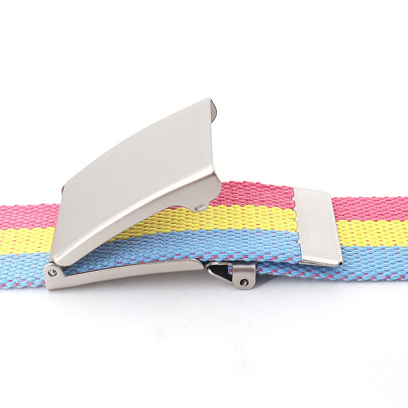 Teen Casual Canvas Belt – Adjustable, Striped Design