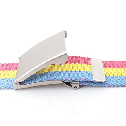 Teen Casual Canvas Belt – Adjustable, Striped Design