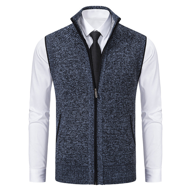 HarborLayer Knit Vest – Classic Stand Collar Warmth - The Dock Drop