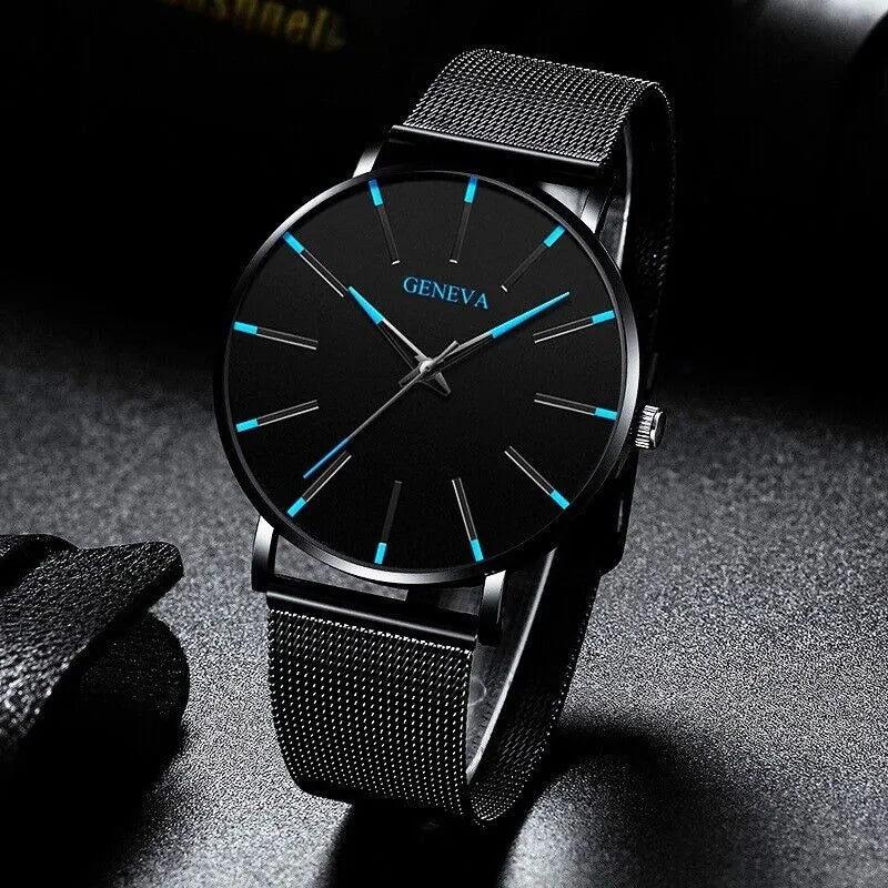Midnight Current™ Men’s Quartz Watch – Stainless Steel, Waterproof, Luminous