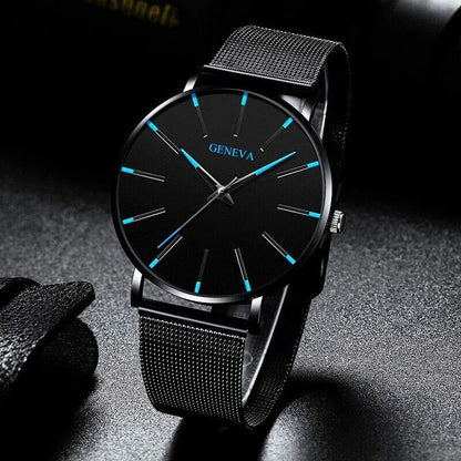 Midnight Current™ Men’s Quartz Watch – Stainless Steel, Waterproof, Luminous