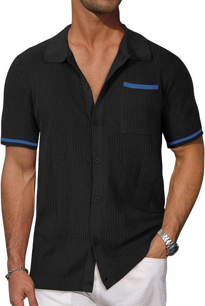 Coastline Breeze Shirt – Men’s Short-Sleeve Hollow Knit Button-Up - The Dock Drop