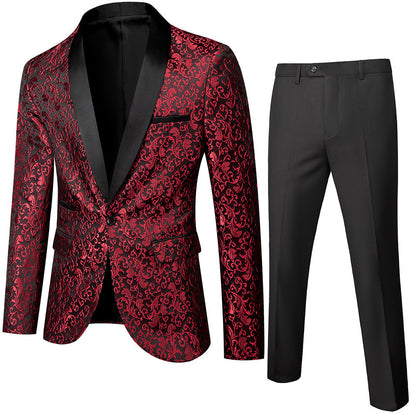 Regal Edge Men’s Slim Fit Tuxedo Suit – Two-Piece Blazer & Pants