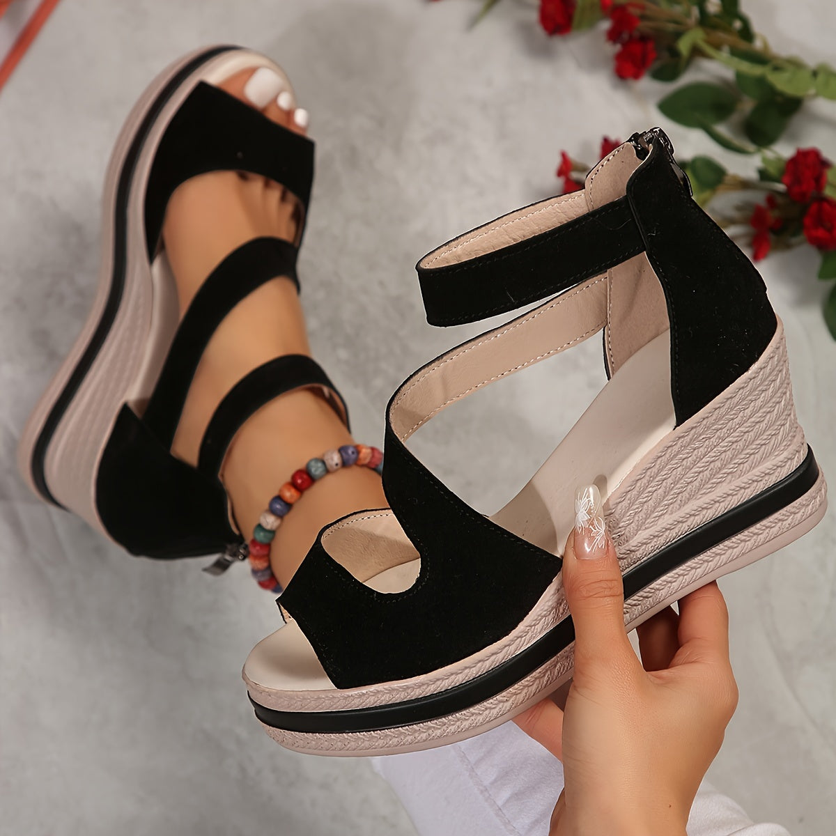 Women’s Wedge Sandals with Zipper