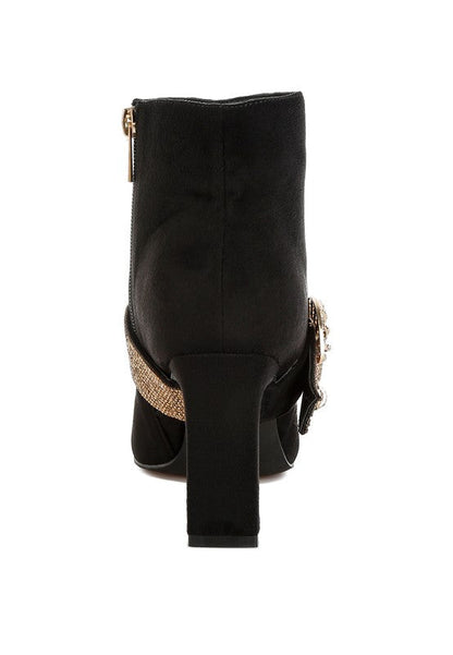 Asagao Diamante & Rhinestones Strap Boots – Beige – US-8 / UK-6 / EU-39