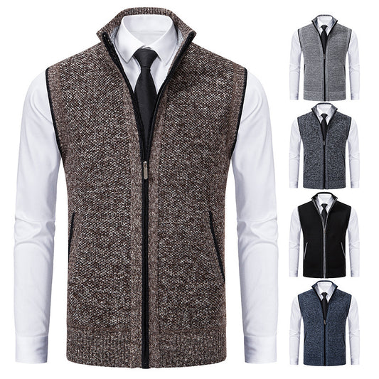 HarborLayer Knit Vest – Classic Stand Collar Warmth - The Dock Drop