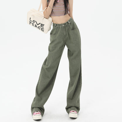 Marina Muse High-Waist Wide-Leg Jeans – Relaxed Slouch Fit (Green)