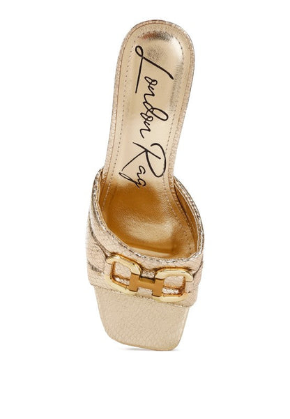 Bellamy Horsebit Detail Snake Print Sandals – Beige – US-10 / UK-8 / EU-41