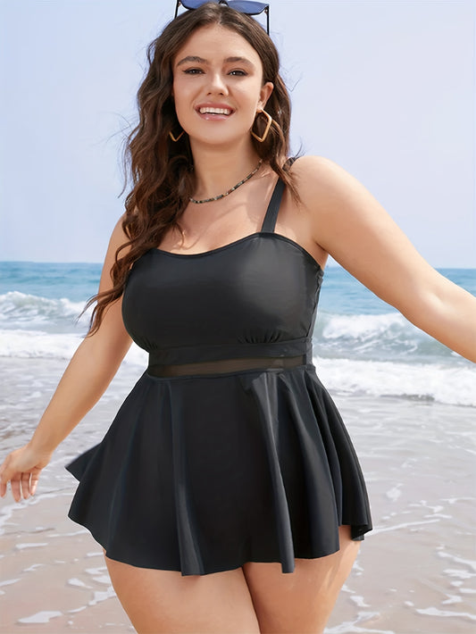Women’s Plus Size Swim Dress – Flowy Tankini with Supportive Fit - The Dock Drop