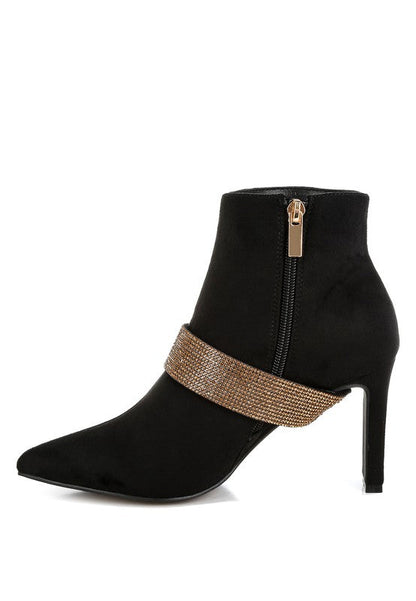 Asagao Diamante & Rhinestones Strap Boots – Beige – US-5 / UK-3 / EU-36