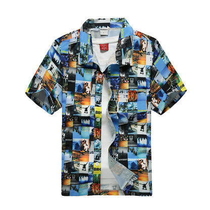 Teens Tropical Wave Hawaiian Button-Up – Resort Short Sleeve (S–4XL) - The Dock Drop