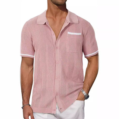 Coastline Breeze Shirt – Men’s Short-Sleeve Hollow Knit Button-Up - The Dock Drop