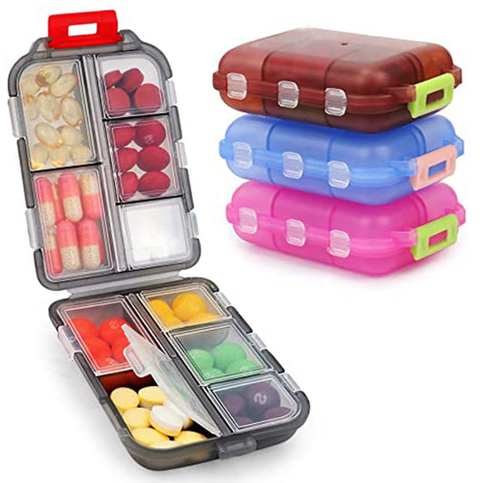 Compact 10-Grid Travel Pill Organizer