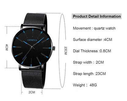 Midnight Current™ Men’s Quartz Watch – Stainless Steel, Waterproof, Luminous