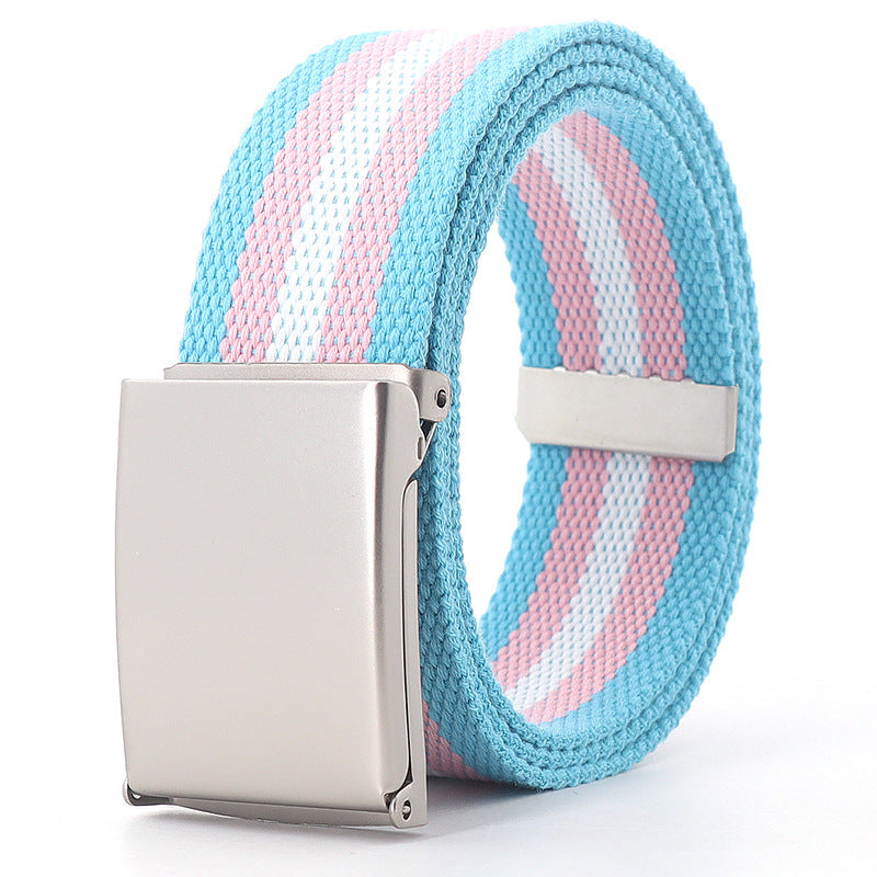 Teen Casual Canvas Belt – Adjustable, Striped Design