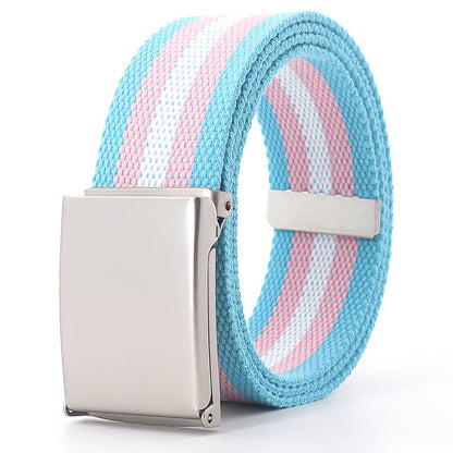 Teen Casual Canvas Belt – Adjustable, Striped Design