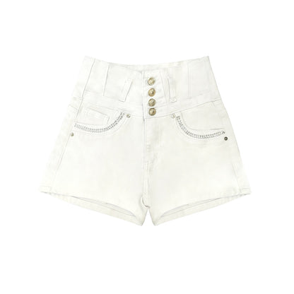 Seabreeze High-Rise Shorts – Button-Front White Denim - The Dock Drop