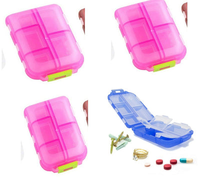 Compact 10-Grid Travel Pill Organizer