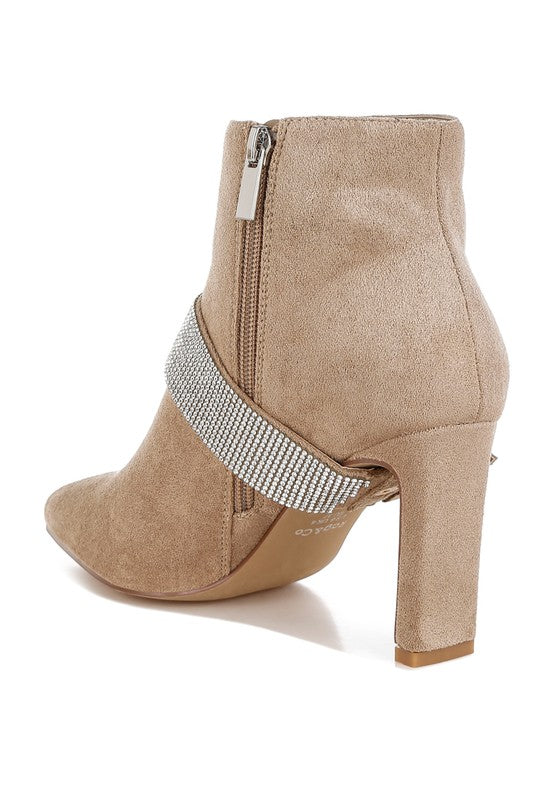 Asagao Diamante & Rhinestones Strap Boots – Black – US-7 / UK-5 / EU-38