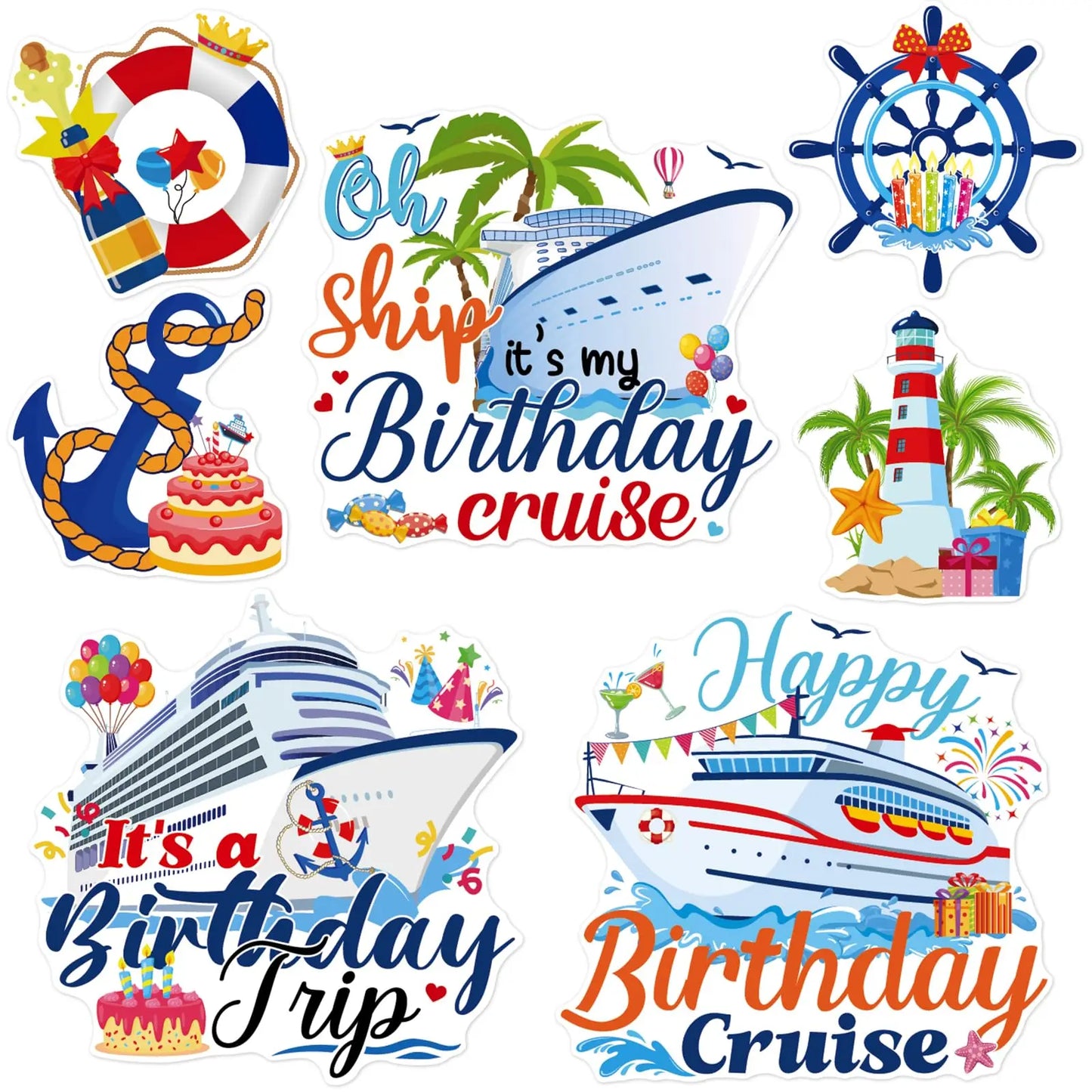 6 Pcs Cruise Birthday Door Magnet Set - The Dock Drop