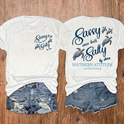 Women’s Round-Neck Graphic Tee – Turtle Print, Soft Cotton Blend - The Dock Drop