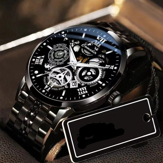 Men’s Skeleton Automatic-Look Watch – Luminous, Calendar, Water-Resistant - The Dock Drop