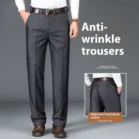 Anti-Wrinkle Dress Trousers – Classic Straight Leg - The Dock Drop
