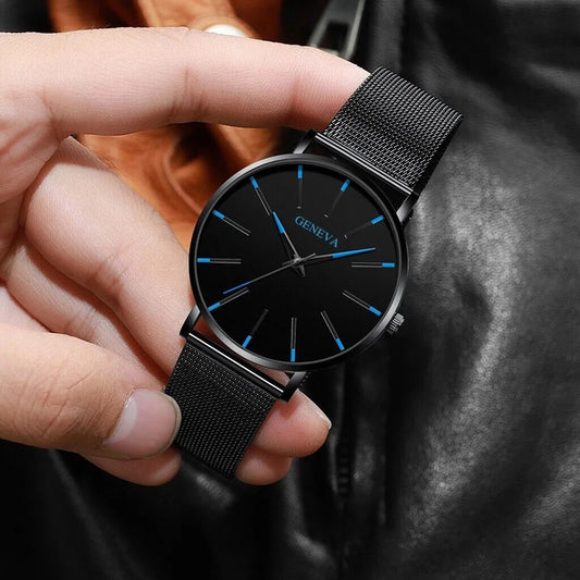 Midnight Current™ Men’s Quartz Watch – Stainless Steel, Waterproof, Luminous