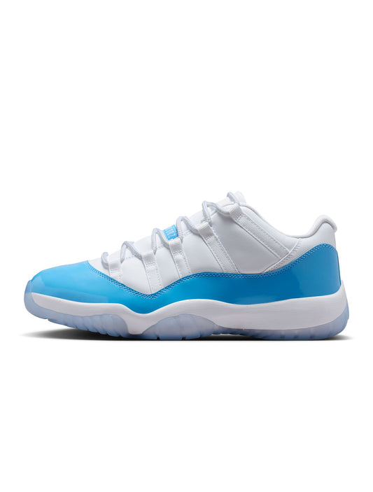 White and blue sneaker on a white background