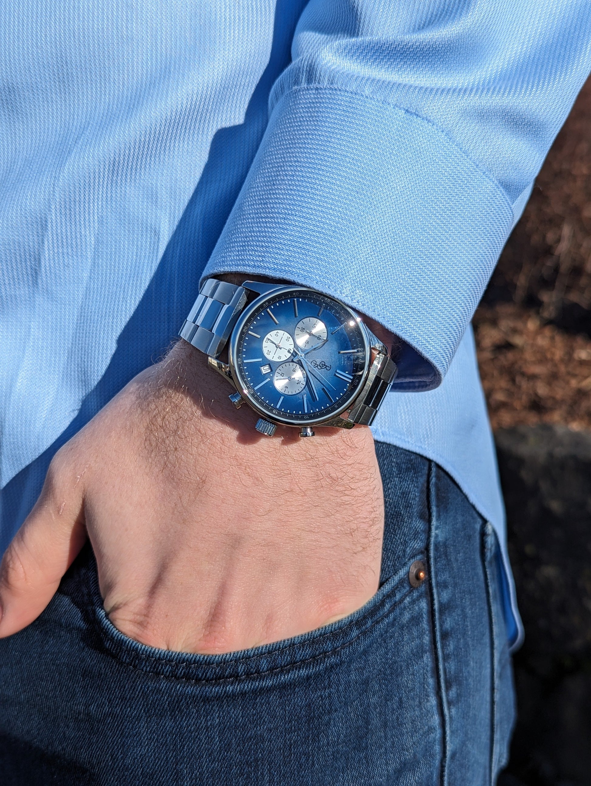 Blue Retro Chronograph - The Dock Drop
