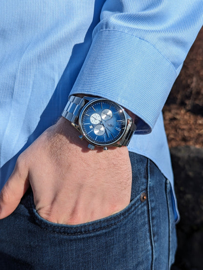 Blue Retro Chronograph - The Dock Drop