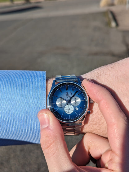 Blue Retro Chronograph - The Dock Drop