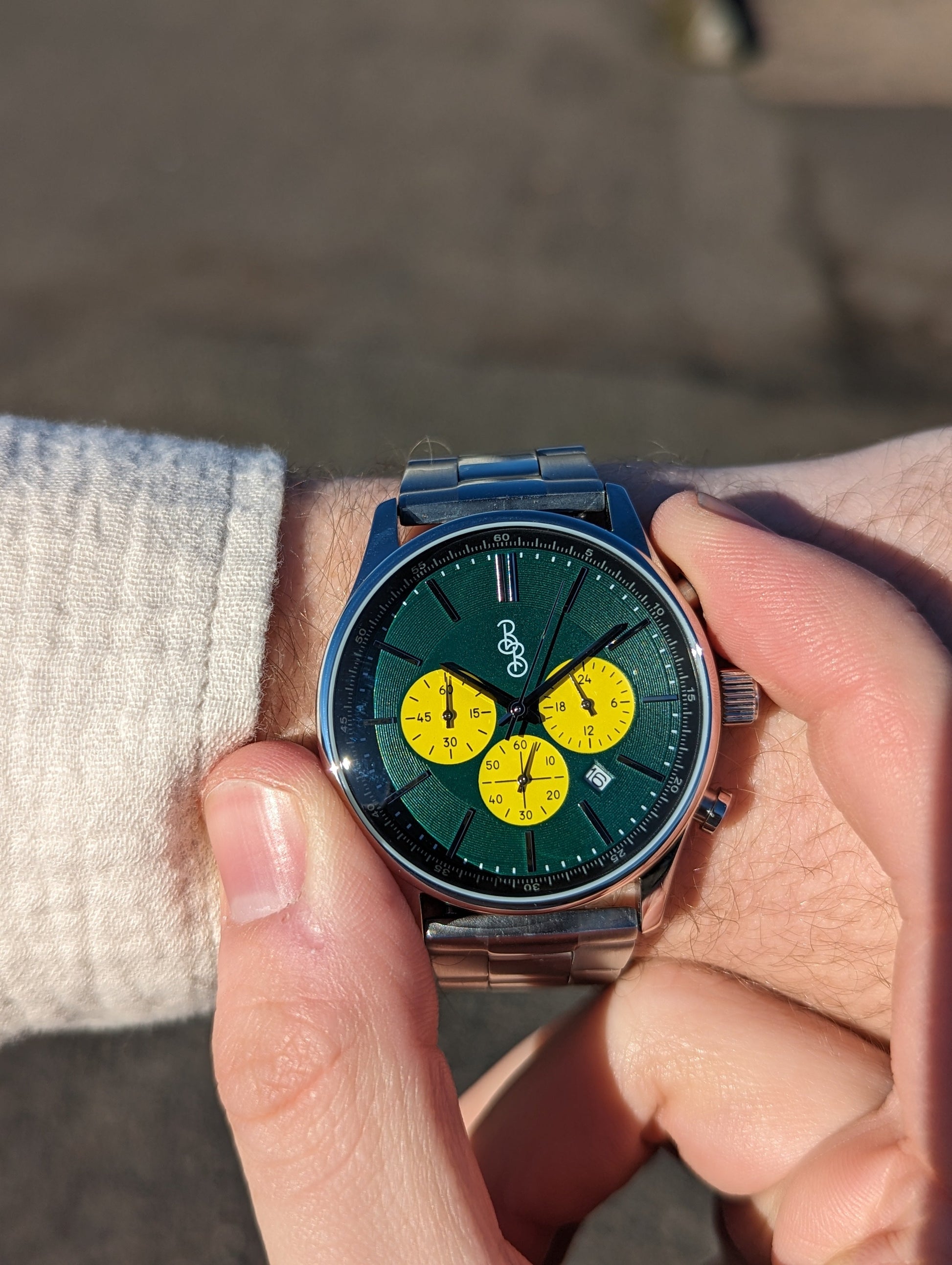 Green and Yellow Chronograph - The Dock Drop