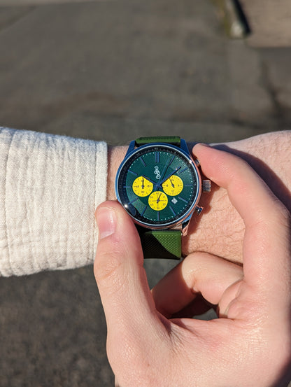 Green and Yellow Chronograph - The Dock Drop