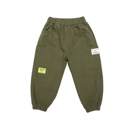 Kids’ Cotton-Linen Harem Pants – Breathable Cargo Joggers