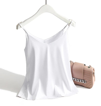 Women's Satin V-Neck Cami Top – Lightweight, Travel-Ready Style